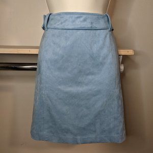 H&M Baby Blue Faux Suede Skirt with Snap Belt
